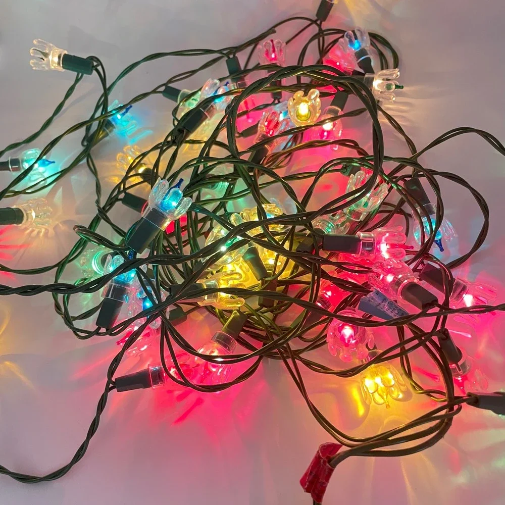 Indoor Christmas String Lights 35 bulb Strands x3 Tulip Flower Multi Color of 3